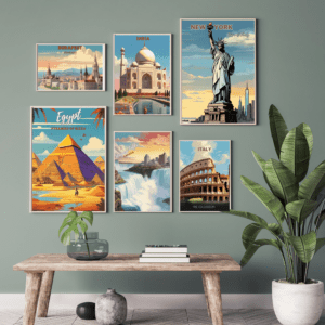 travel poster wall art set of 6 vintage; Shop now for unique designs
